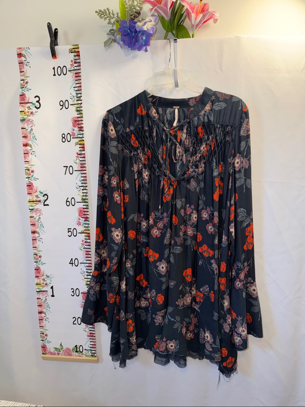 Free People Boho Oversized Flowy Peasant Blouse